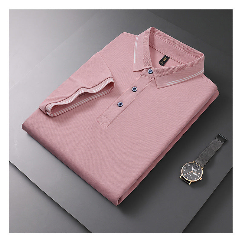 Summer New Textured Men's Polo Shirt Lapel T-shirt Top