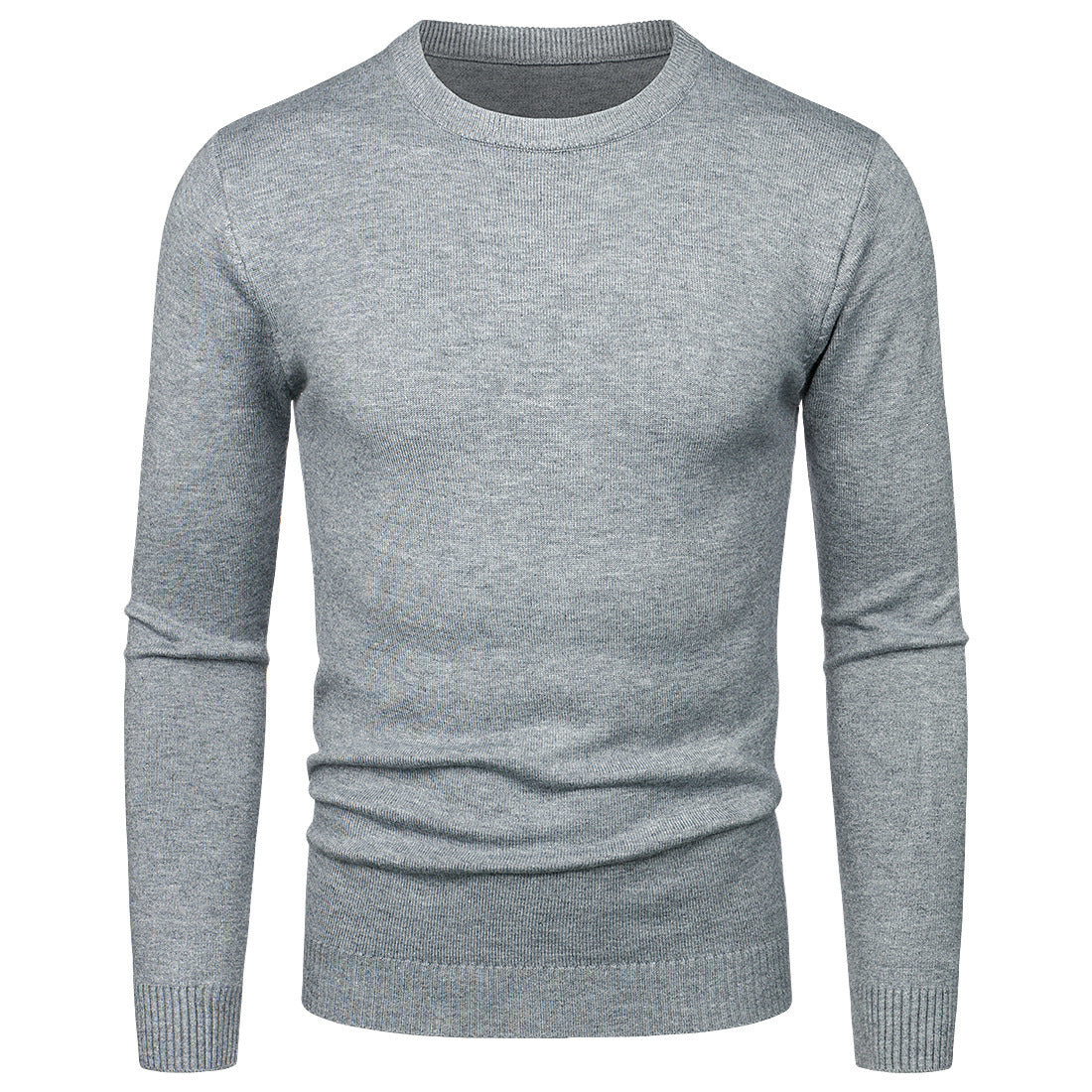 Men's Round Neck Sweater Solid Color Simple Free Size Long Sleeve Sweater